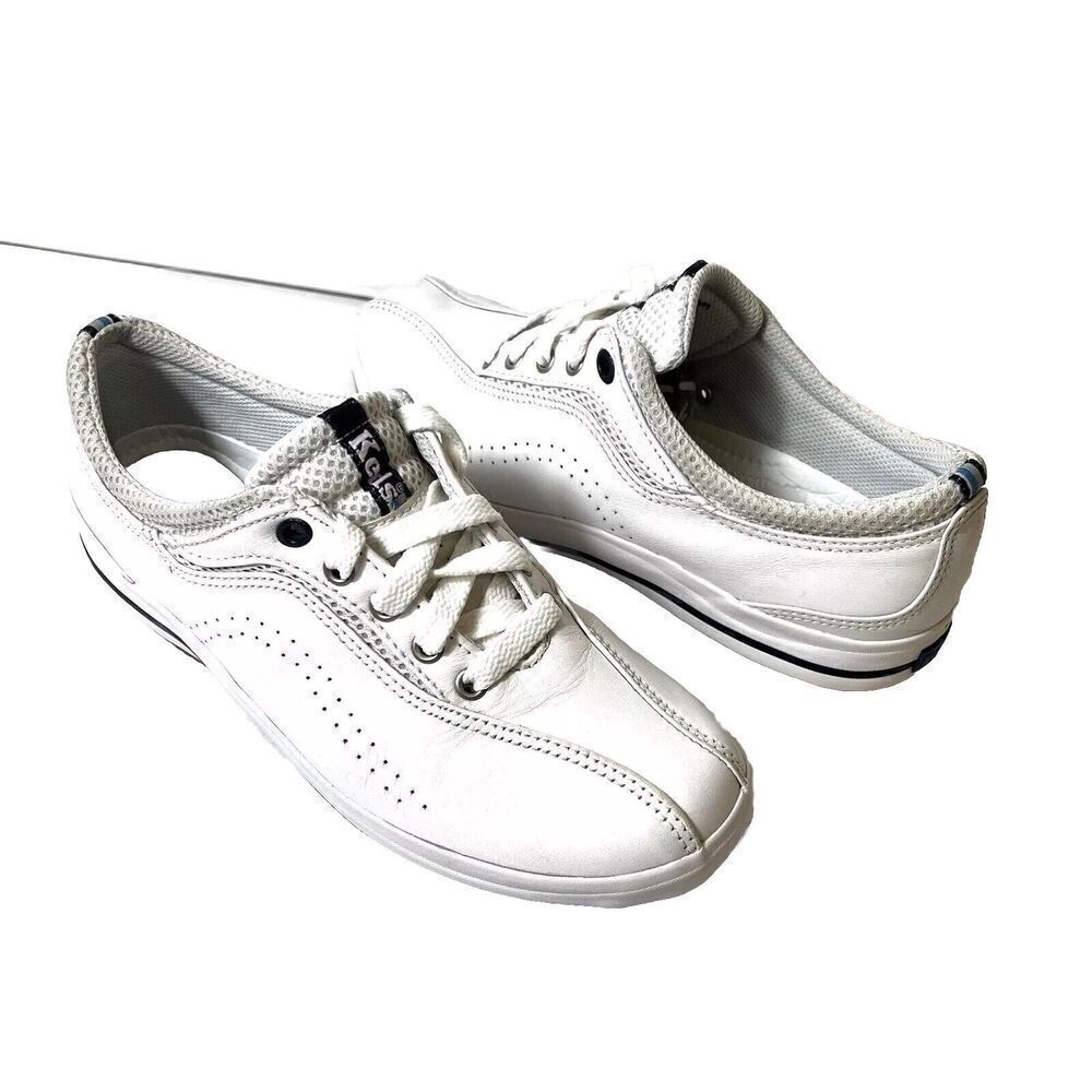 Keds Walking White Leather Shoes Women's Size 7.5 Lace Up Low Top Comfort Casual